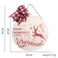 28cm round wooden Christmas sign with plaid bow and reindeer print decoration - Style G (White Wood Red Text Elk)