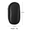 Estuche de brochas de maquillaje en cuero granulado negro con cremallera, 13cm y 78g - Bolsa de Cuero Negra Pequeña Portátil (Solo Bolsa de Almacenamiento)