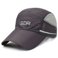 Charcoal grey breathable mesh running cap with white SDR logo and curved brim - Dark Gray