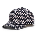 Detail of classic black and white plaid baseball cap with curved brim and 6-panel design - One Size (56-60cm) / Off White