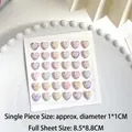 36-piece holographic 3D heart diamond stickers for children and DIY crafts - S Size Silver (36 Pcs/Sheet)
