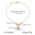 Golden stainless steel heart pendant necklace with dimensions and weight measurements - Gold Hands Holding Heart Style (HC-N40562)