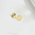 14K gold plated hollow irregular round earrings with spiral textured finish for women - Textured Round Disc Studs / Gold