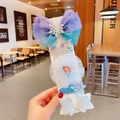 5-piece Frozen style glitter hair clip set with purple bow and blue snowflake for girls - 8# Snowflake Princess (Hair Clip Set 012)