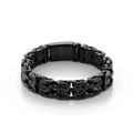 Men's matte black V-shaped hollow Byzantine chain bracelet in 316L stainless steel - 15mm / Black