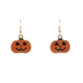 Halloween jewelry set featuring orange pumpkin enamel earrings and a ghost pendant necklace - Pumpkin Drop Earrings