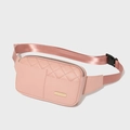 Rosa gesteppte Gürteltasche aus PU-Leder mit Goldakzent und verstellbarem Gurt - Rosa