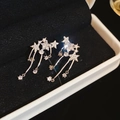 Silver shooting star drop earrings with sparkling cubic zirconia tassels on black velvet - 86# Silver Needle - Silver Color.