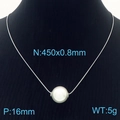 Halskette aus Titanstahl mit 16mm Perlenanhänger an einer 0,8mm silbernen Schlangenkette - Silber-16mm Perle (KN236534-HR)
