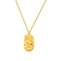 Goldene Wassermann Sternzeichen Halskette mit Zirkonia und ovalem Anhänger - Wassermann