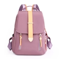 Sac à dos violet en nylon imperméable avec sangle jaune et fermetures éclair - Rose Foncé
