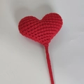 Handmade red crochet heart flower bouquet on a stem for gifts and decorations - Red