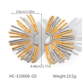 Detail view of two-tone fan earrings showing dimensions 4.49cm height and 10.2g weight - Gold and Silver Mixed Fan Style (HC-E10008-GS)