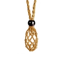 Dettaglio della collana a rete regolabile in corda intrecciata con perla nera decorativa - Collana / Giallo Zenzero