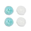 Set of 4 plush baby powder puffs in blue and white with elegant satin ribbon bows - Set of 4 / 2 Green + 2 White