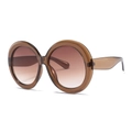 Oversized round tea brown sunglasses with gradient lenses and translucent frames - Tea/Brown(C2)