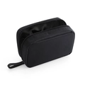 Pochette à rouge à lèvres en tissu noir avec poignée latérale et fermeture éclair - Tout Noir Grand