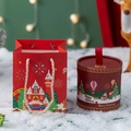 Christmas gift set with red round flower box and matching festive paper handbag - Christmas Apple Round Box + Tote Bag / Red