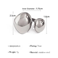 Bague lave à double tête en acier inoxydable argenté avec design ouvert ajustable - Forme Double Galet (SR020109-S) / Argent
