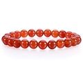 Classic 8mm red agate bead bracelet with a smooth polished finish on a white background - Red Agate