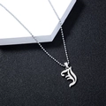 Silver metal letter J pendant necklace with round bead chain on a minimalist background - Stainless Steel Gothic Letter J Pendant Silver Ball Chain
