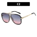 Modern square sunglasses with gradient purple lenses and golden metal temples - Transparent Gray Pink Lens