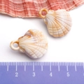 Golden plated seashell charm for DIY jewelry making with natural cream and brown stripes - Cream Acrylic Shell 18x23mm (17282)