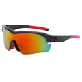 Men's cycling sunglasses with black frame and orange-red gradient mirrored lenses - 9189 Black Frame Red Lens