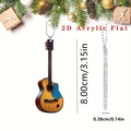 Acoustic guitar 2D acrylic flat ornament with wood grain print and blue pickguard - Blue Pickguard Guitar