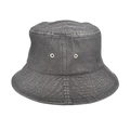 Nahaufnahme des dunkelgrauen Vintage-Fischerhuts aus Denim mit feiner Textur und Nähten - M (56-58cm) / Schwarz