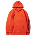 Bright orange hoodie featuring People Are Poison text and rose print on the chest - Orange 345