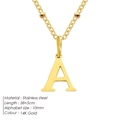 Elegant 14K gold-plated stainless steel beaded chain necklace with letter A pendant - Letter A / Gold