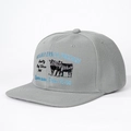 Grey cotton snapback hat with Whiskey Ranch embroidery shown from a 45-degree angle - Adjustable / Gray