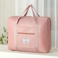 Borsa da viaggio capiente in nylon rosa con manici robusti e tasca frontale - Rosa