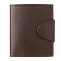 Slim vertical men's wallet in brown leather with snap closure and stitch details - Solid Coffee (Vertical)