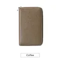 Genuine leather RFID wallet in coffee brown with litchi grain and zip closure - Coffee