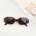 Classic burgundy hexagonal sunglasses with dark lenses for a retro travel style - Burgundy