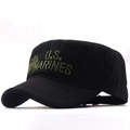 Classic black cotton cadet cap featuring US Marines embroidery for outdoor use - Adjustable / Style 2 Black