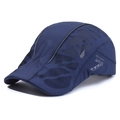 Dark blue breathable mesh newsboy cap with reflective lines and Sport Fashion logo - Adjustable / Navy Blue