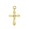 Collana con ciondolo a croce dorata con zircone micro-pavé su uno sfondo bianco puro - Stile 5 / Oro