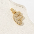 Gold plated cubic zirconia letter E pendant necklace with iced out pave setting - Letter F