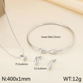 Set gioielli a goccia in acciaio argento con collana, bracciale rigido e orecchini - Color Acciaio
