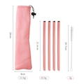 Trinkhalm-Set aus roségoldenem Edelstahl 304 mit rosa Netzbeutel und praktischer Bürste - Rosa Herzförmige Strohhalme * 4 + 1 Bürste + 1 Netzbeutel