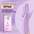 Thick plum purple nitrile gloves 12-inch long, size M, 50pcs per bag for cleaning - 50 Pieces Of 12-inch Size M Purple