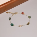 Minimalist 2mm rainbow gemstone bracelet with thin gold chain and colorful natural beads - XL0074 Gold Chain Multi Gemstone Bracelet