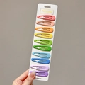 10-piece set of colorful rainbow BB hair clips on a white Princess display card - Teardrop Clip Set - 10 Pcs