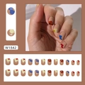 Floral short square press-on nails with colorful flower patterns in 24 piece set - Jump Color Flowers (Glue Model)