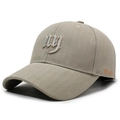 Cappellino baseball beige a spina di pesce con ricamo NY 3D e dettaglio NY&U - Regolabile / Grigio chiaro