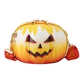 Halloween pumpkin lantern crossbody bag with 3D melting orange pattern and smile face - Triangle Eyes