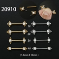 Fashionable 1.6mm x 16mm stainless steel nipple rings with zircon balls in gold and silver - 4# / Gold